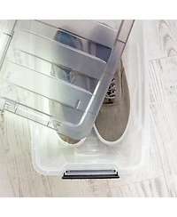 Iris Usa 13 Quart Stack & Pull Clear storage Box, Gray, 8 Pack