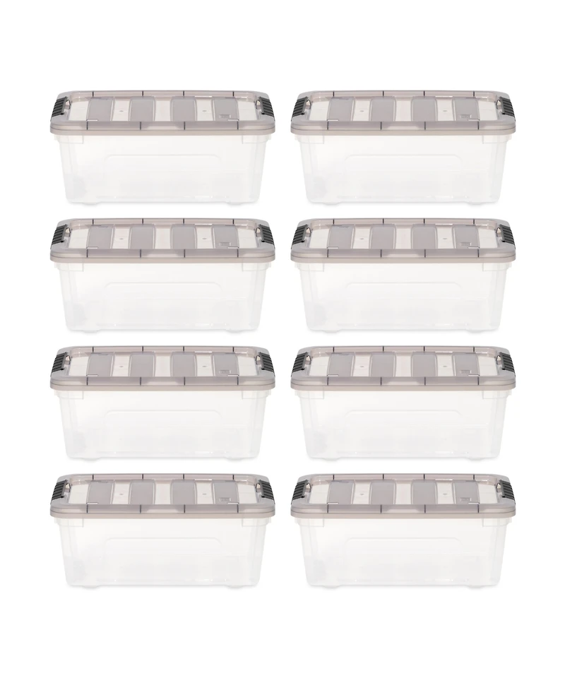 Iris Usa 13 Quart Stack & Pull Clear storage Box, Gray, 8 Pack
