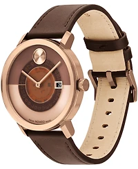 Movado Men's Bold Evolution 2.0 Swiss Quartz Chocolate Nappa Leather Watch 40MM