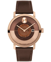 Movado Men's Bold Evolution 2.0 Swiss Quartz Chocolate Nappa Leather Watch 40MM