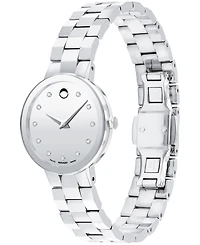 Movado Women's Sapphire Swiss Quartz Stainless Steel Diamond Accent Watch 28mm