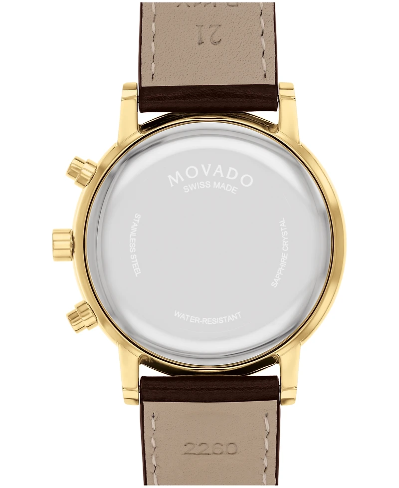 Movado Men's Museum Classic Swiss Quartz Chrono Brown Leather Watch 42mm
