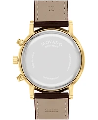 Movado Men's Museum Classic Swiss Quartz Chrono Brown Leather Watch 42mm