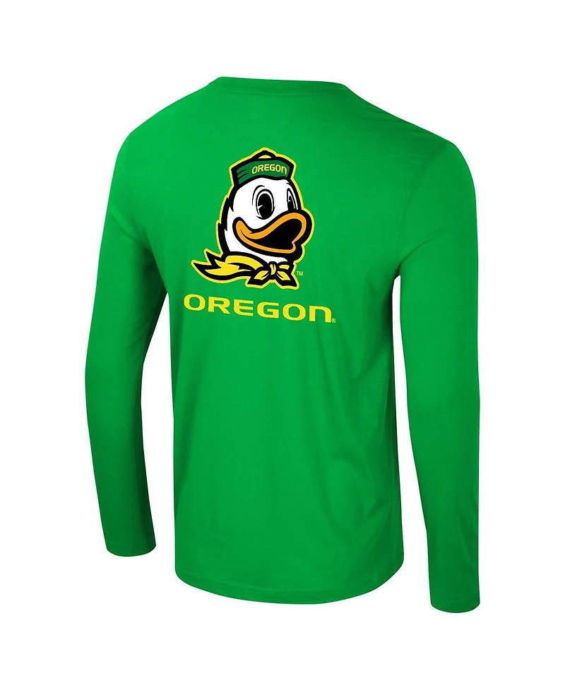Colosseum Men's Green Oregon Ducks Logo Lockup 3-Hit Active Blend Long Sleeve T-Shirt