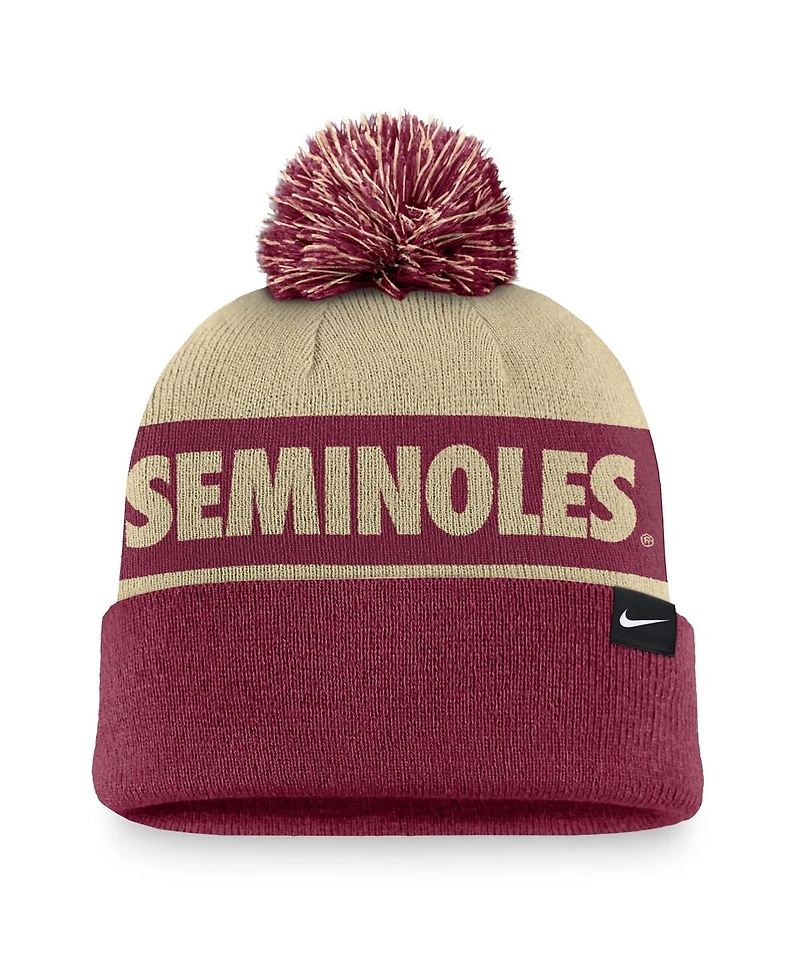Nike Men's Gold/Garnet Florida State Seminoles Primetime Peak Cuffed Knit Hat with Pom