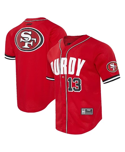 Pro Standard Men's Brock Purdy Scarlet San Francisco 49ers Mesh Button-Up Baseball Jersey