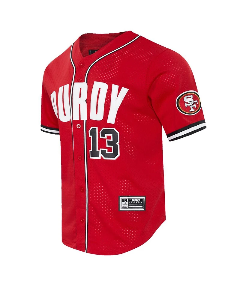 Pro Standard Men's Brock Purdy Scarlet San Francisco 49ers Mesh Button-Up Baseball Jersey