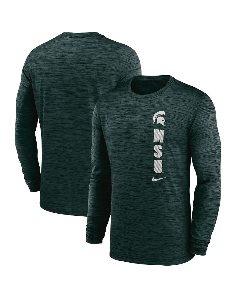 Nike Men's Green Michigan State Spartans 2024 Sideline Velocity Performance Long Sleeve T-Shirt