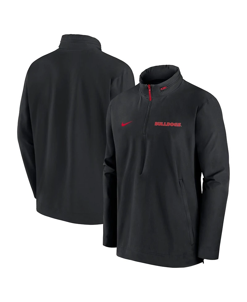 Nike Men's Black Georgia Bulldogs Sideline Coaches Quarter-Zip Jacket