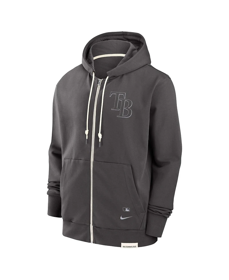 Nike Men's Charcoal Tampa Bay Rays Authentic Collection Travel Player Performance Full-Zip Hoodie
