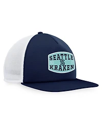 Fanatics Men's Deep Sea Blue/White Seattle Kraken Foam Front Patch Trucker Snapback Hat