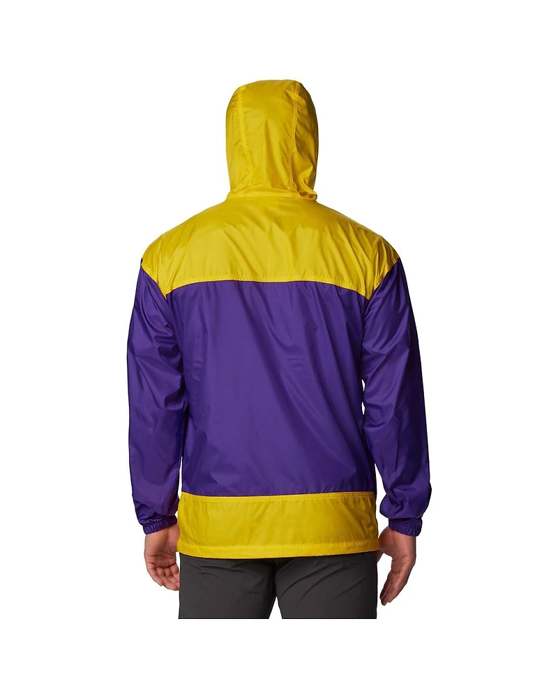 Columbia Men's Purple Lsu Tigers Flash Challenger Omni-Shade Full-Zip Windbreaker Hoodie Jacket