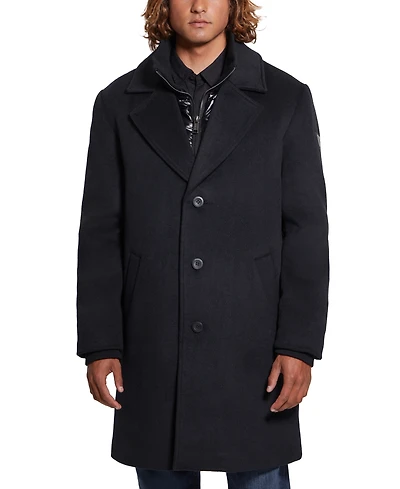 Guess Men's Wool Blend Coat with Removable Quilted Bib