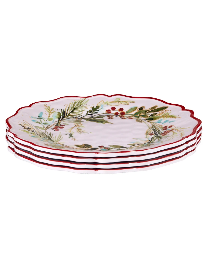 Certified International Christmas Gatherings Dinner Plates, Set of 4
