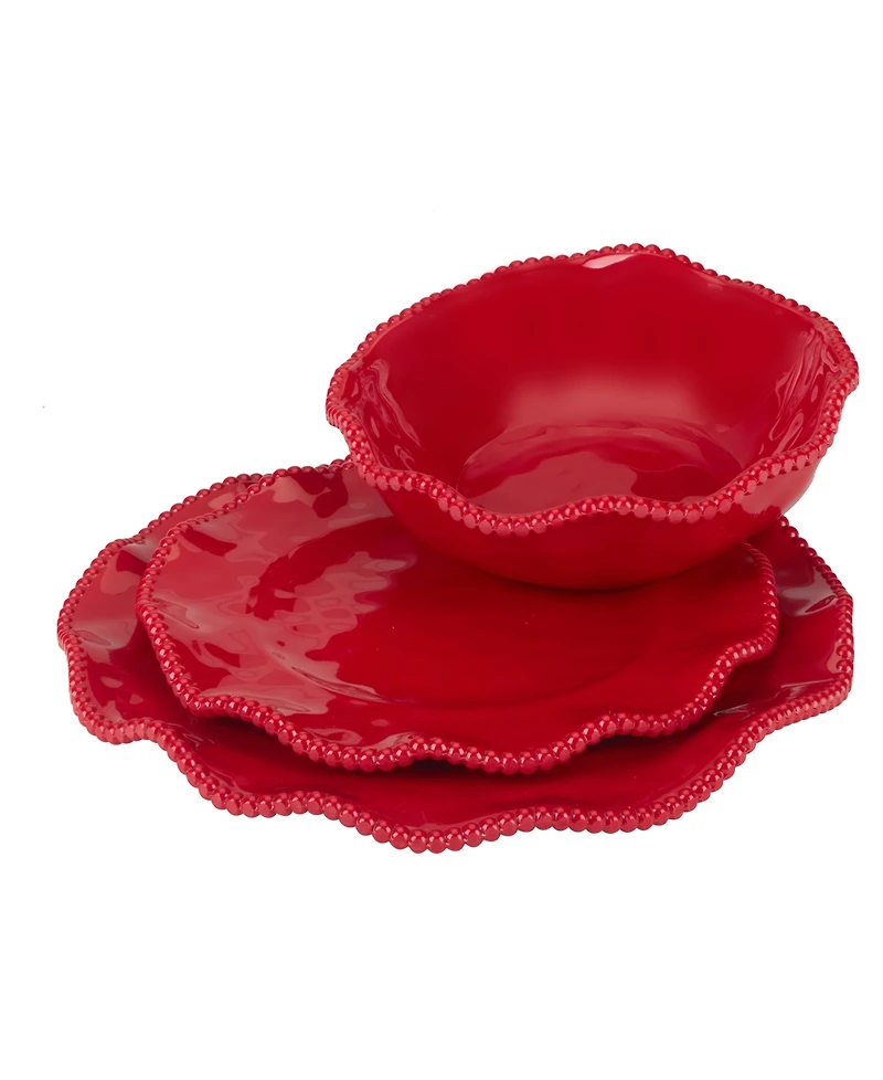 Certified International Perlette Red Melamine 12 Pc. Dinnerware Set, Service for 4