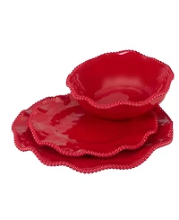Certified International Perlette Red Melamine 12 Pc. Dinnerware Set, Service for 4