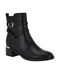 Calvin Klein Women's Jasen Buckle Strap Block Heel Booties