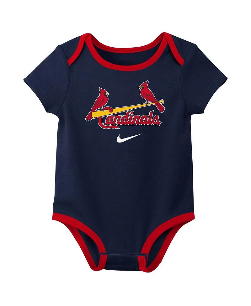 Nike Baby Boys and Girls St. Louis Cardinals Authentic Collection Three-Pack Bodysuit Set