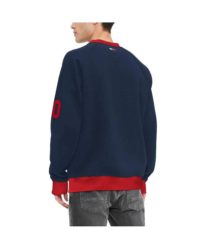 Tommy Hilfiger Men's Navy New England Patriots Reese Raglan Tri-Blend Pullover Sweatshirt