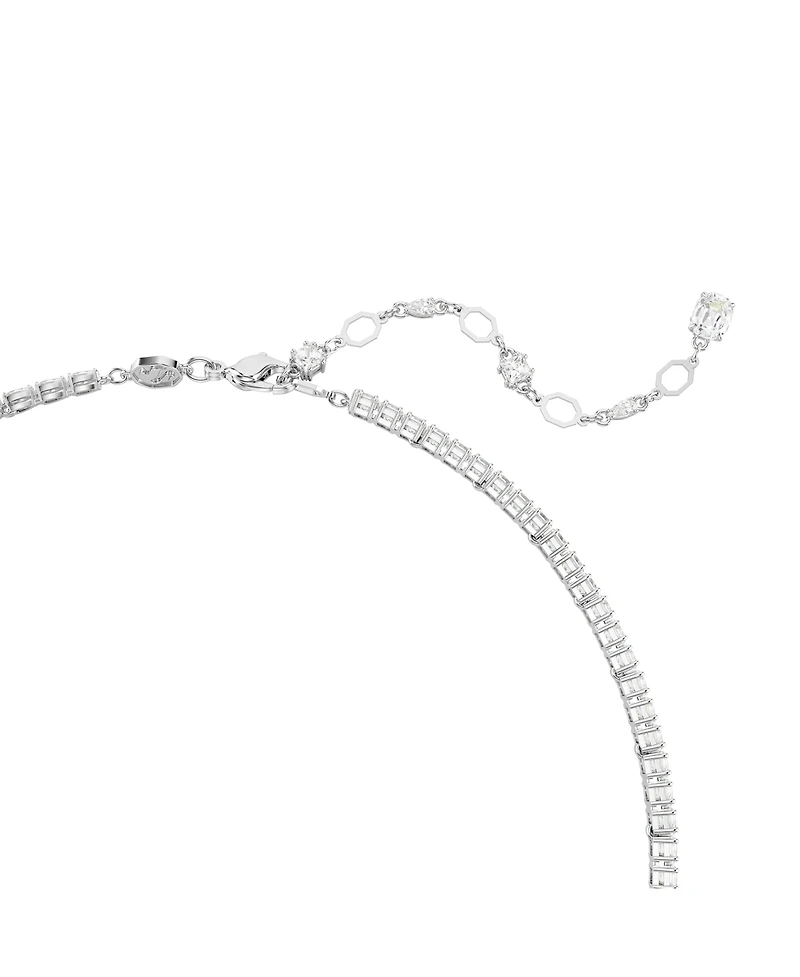 Swarovski Matrix Mixed Cuts, White, Rhodium Plated Y Necklace