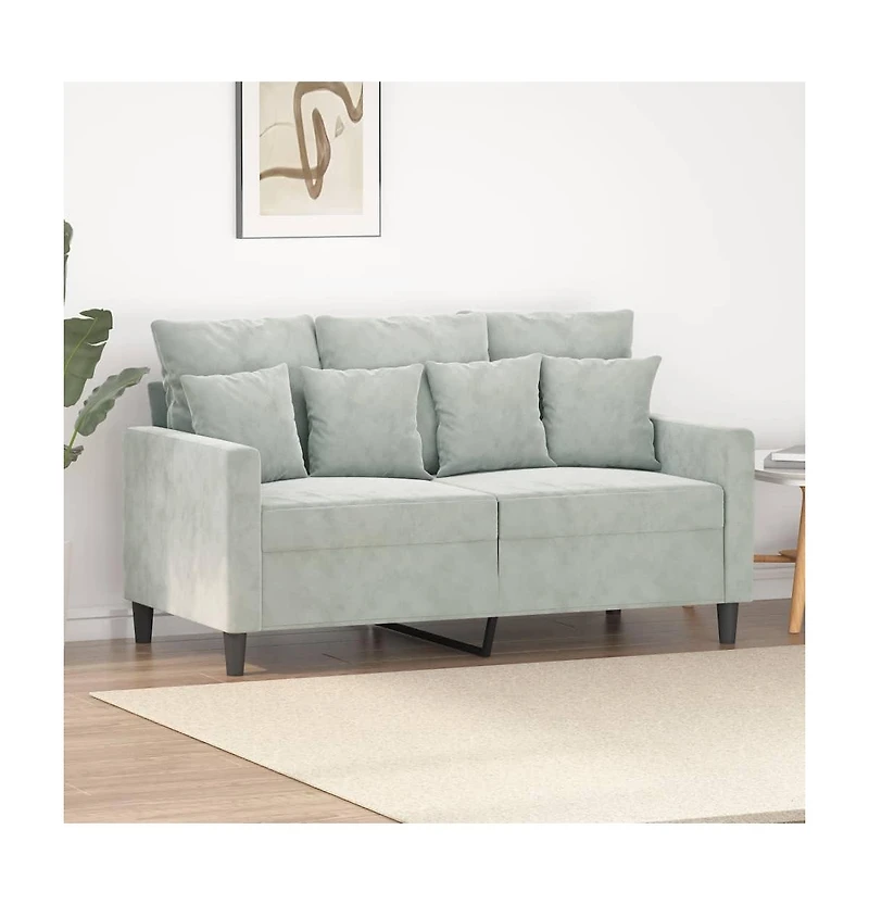 vidaXL 2-Seater Sofa Light Gray 47.2" Velvet