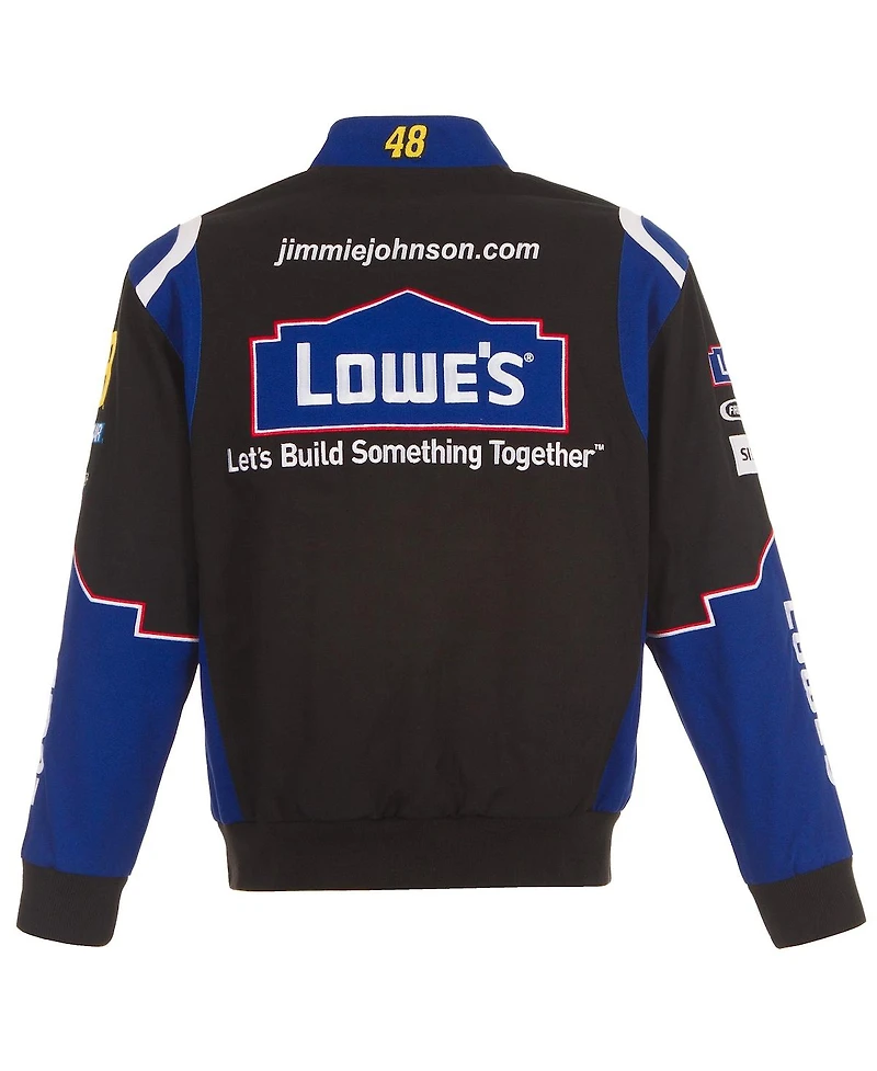Jh Design Men's Black Jimmie Johnson Lowe's Twill Driver Uniform Full-Snap Jacket