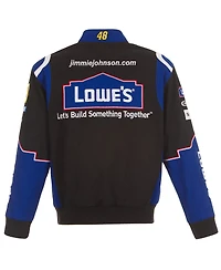 Jh Design Men's Black Jimmie Johnson Lowe's Twill Driver Uniform Full-Snap Jacket
