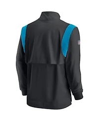 Nike Men's Black/Blue Carolina Panthers Sideline Coach Chevron Lockup Quarter-Zip Long Sleeve Top