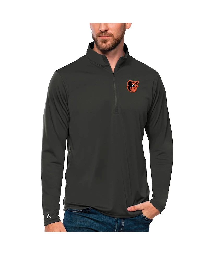 Antigua Men's Charcoal Baltimore Orioles Tribute Quarter-Zip Pullover Top