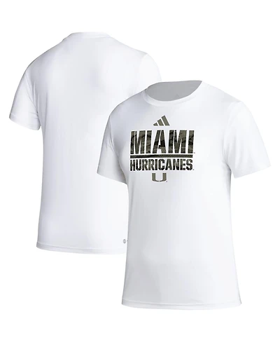 Adidas Women's White Miami Hurricanes Aeroready Military Appreciation Pregame T-Shirt