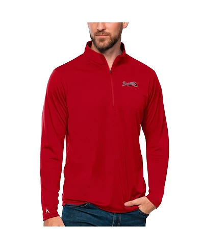 Antigua Men's Red Atlanta Braves Tribute Quarter-Zip Pullover Top