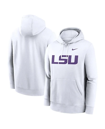 Nike Men's White Lsu Tigers Primetime Evergreen Club Fleece Pullover Hoodie