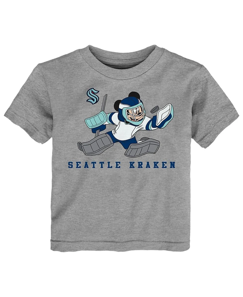 Outerstuff Toddler Deep Sea Blue/Heather Gray Seattle Kraken Two-Pack Disney Offense Only T-Shirt Set