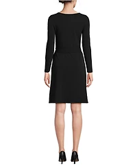 Lands' End Women's Boatneck Long Sleeve Tie Waist Dress