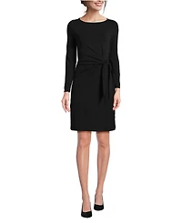 Lands' End Women's Boatneck Long Sleeve Tie Waist Dress