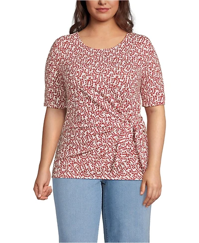 Lands' End Women's Plus Lightweight Jersey Tie Front Top
