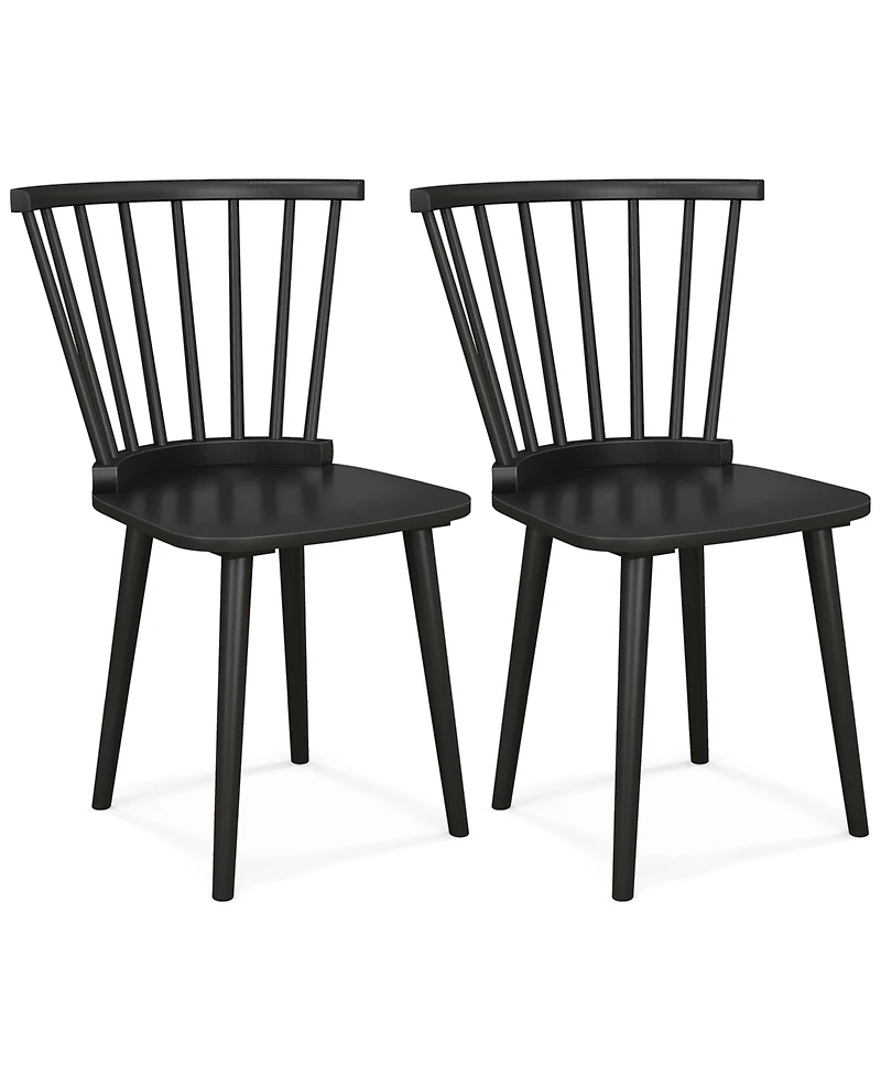 Costway Rubber Wood Windsor Dining Chairs Set of 2 with Spindle Back for Living Room