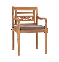 vidaXL Batavia Chairs 2 pcs with Dark Gray Cushions Solid Teak Wood