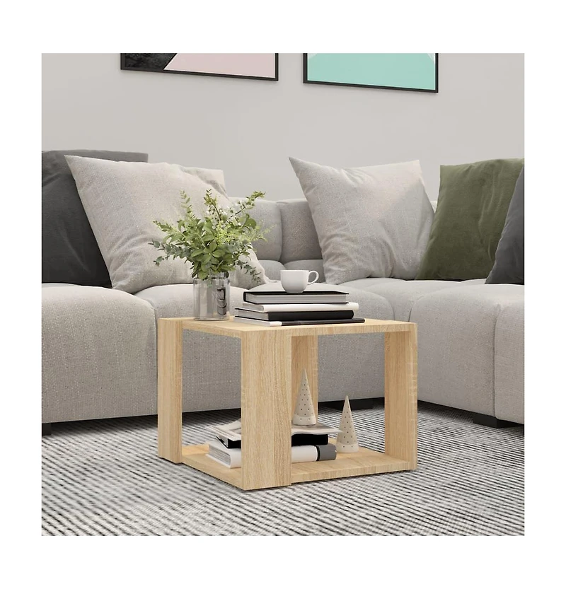 vidaXL Coffee Table Sonoma Oak 15.7"x15.7"x11.8" Engineered Wood