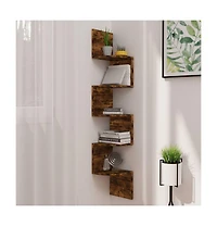 vidaXL Wall Corner Shelf Smoked Oak 7.5"x7.5"x48.4" Engineered Wood