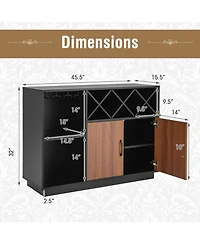 Industrial Sideboard Cabinet with Removable Wine Rack and Glass Holder