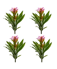 Slickblue Realistic Bromeliad Artificial Flower for Home Decor (Set of 4)