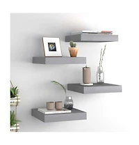 Floating Wall Shelves 4 pcs Gray 9.1"x9.3"x1.5" Mdf