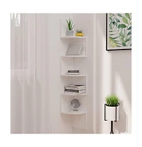 vidaXL Wall Corner Shelf High Gloss White 7.5"x7.5"x48.4" Engineered Wood