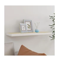 vidaXL Floating Wall Shelf Oak and White 31.5"x9.3"x1.5" Mdf