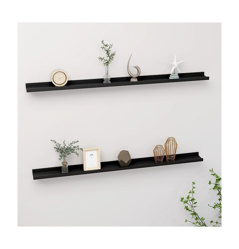 vidaXL Wall Shelves 2 pcs Black 45.3"x3.5"x1.2"