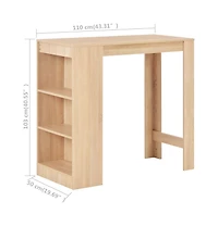 vidaXL Bar Table with Shelf Oak 43.3"x19.7"x40.6"
