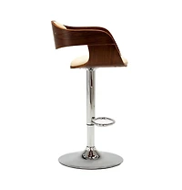 Bar Stool Cream Bent Wood and Faux Leather