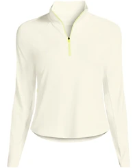 Lands' End Plus Cooling Quarter Zip Long Sleeve Mock Neck Upf 50 Sun Protection Rash Guard