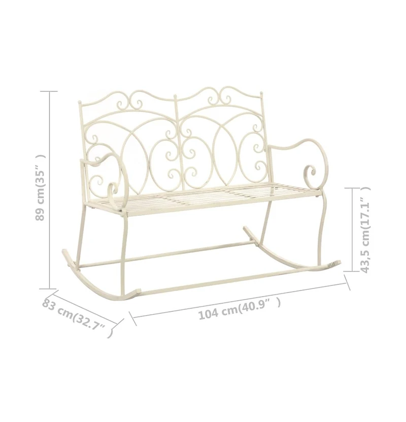 vidaXL Patio Bench 40.9" Iron Antique White